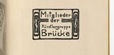 Ernst Ludwig Kirchner. Members of the Br&uuml;cke Artists' Group (Titelvignette) [Mitglieder der K&uuml;nstlergruppe Br&uuml;cke (title vignette)] (plate, folio 16 verso) from KG Br&uuml;cke. 1910 (print executed 1907)