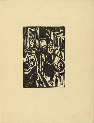 Ernst Ludwig Kirchner. Canoness at the Sewing Table (Stiftsfr&auml;ulein am N&auml;htisch) (plate, folio 2) from Das Stiftsfr&auml;ulein und der Tod (The Canoness and Death). 1913