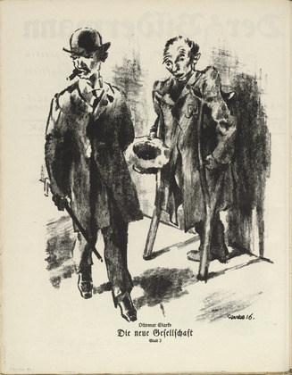 Ottomar Starke. The New Society: Plate 3 (Die neue Gesellschaft: Blatt 3) (plate, folio 22 verso) from the periodical Der Bildermann, vol. 1, no. 11 (September 1916). 1916