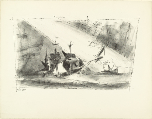 Lyonel Feininger. Off the Coast (Vor der K&uuml;ste). (1950)