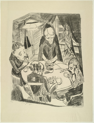 Max Beckmann. Hunger (plate 5) [Der Hunger (Blatt 5)] from Hell (Die H&ouml;lle). (1919)