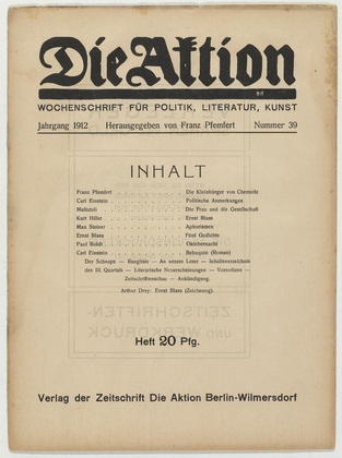 Die Aktion, vol. 2, no. 39. September 25, 1912