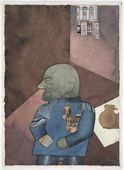 George Grosz. "The Convict":  Monteur John Heartfield after Franz Jung's Attempt to Get Him Up on His Feet ("Der Str&auml;fling":  Monteur John Heartfield nach Franz Jungs Versuch, ihn auf die Beine zu stellen). (1920)