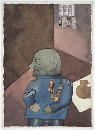 George Grosz. "The Convict":  Monteur John Heartfield after Franz Jung's Attempt to Get Him Up on His Feet ("Der Str&auml;fling":  Monteur John Heartfield nach Franz Jungs Versuch, ihn auf die Beine zu stellen). (1920)