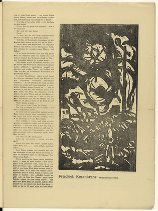 Friedrich Rosenkranz. Signal (in-text plate, p. 5) from the periodical Der Sturm. Wochenschrift f&uuml;r Kultur und K&uuml;nste, vol. 5, no. 1 (Apr 1914). 1914