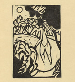 Ernst Ludwig Kirchner. The Canoness in the Lake (Das Stiftsfr&auml;ulein im See) (plate, folio 4) from  Das Stiftsfr&auml;ulein und der Tod (The Canoness and Death). 1913