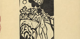 Ernst Ludwig Kirchner. The Canoness in the Lake (Das Stiftsfr&auml;ulein im See) (plate, folio 4) from  Das Stiftsfr&auml;ulein und der Tod (The Canoness and Death). 1913