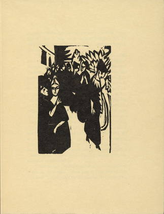 Ernst Ludwig Kirchner. The Canoness in the Garden (Das Stiftsfr&auml;ulein im Garten) (plate, folio 5) from Das Stiftsfr&auml;ulein und der Tod (The Canoness and Death). 1913