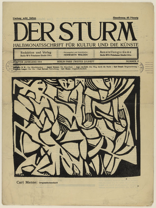 Carl (Carlo) Mense. Group of People (Menschengruppe) (in-text plate, title page) from the periodical Der Sturm. Wochenschrift f&uuml;r Kultur und K&uuml;nste, vol. 5, no. 8 (July 1914). 1914