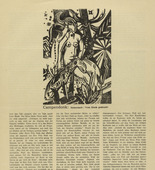 Heinrich Campendonk. Female Nude Seated with Deer and Dogs (Sitzender weiblicher Akt mit Rehen und Hunden) (in-text plate, p. 33) from the periodical Der Sturm. Wochenschrift f&uuml;r Kultur und K&uuml;nste, vol. 7, no. 3 (June 1916). 1916