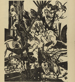 Heinrich Campendonk. Sitting Girl with Dear (Sitzendes M&auml;dchen mit Hirsch) (plate, p. 55) from the periodical Der Sturm. Wochenschrift f&uuml;r Kultur und K&uuml;nste, vol. 7, no. 5 (Aug 1916). 1916