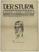 Oskar Kokoschka. Self-Portrait (Selbstbildnis) (in-text plate, title page) from the periodical Der Sturm. Wochenschrift f&uuml;r Kultur und K&uuml;nste, vol. 7, no. 8 (Nov 1916). 1916