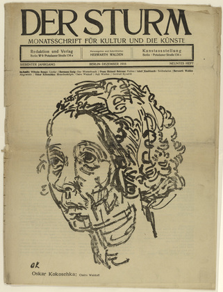 Oskar Kokoschka. Claire Waldoff (in-text plate, title page) from the periodical Der Sturm. Wochenschrift f&uuml;r Kultur und K&uuml;nste, vol. 7, no. 9 (Dec 1916). 1916