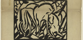 Georg Schrimpf. Three Horses (Drei Pferde) (in-text plate, title page) from the periodical Der Sturm. Wochenschrift f&uuml;r Kultur und K&uuml;nste, vol. 7, no. 10 (Jan 1917). 1917