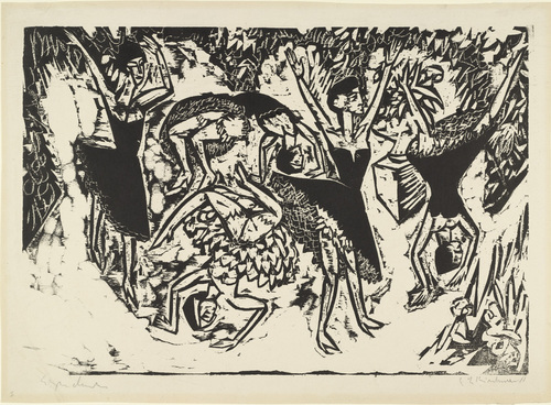 Ernst Ludwig Kirchner. Somersaulting Acrobatic Dancers (Sich &uuml;berschlagende akrobatische T&auml;nzerinnen). 1913 (dated 1911)