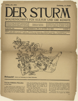 Oskar Kokoschka. Overheard (Belauscht) (in-text plate, title page) from the periodical Der Sturm. Wochenschrift f&uuml;r Kultur und K&uuml;nste, vol. 1, no. 35 (Oct 27, 1910). 1910