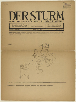 Paul Klee. Deceased Attracted to a Laid Table (Abgeschiedene von einem gedeckten Tisch angezogen) (in-text plate, title page) from the periodical Der Sturm. Wochenschrift f&uuml;r Kultur und K&uuml;nste, vol. 8, no. 4 (July 1917). 1917