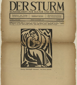 Georg Schrimpf. Girl with Cat (M&auml;dchen mit Katze) (in-text plate, title page) from the periodical Der Sturm. Wochenschrift f&uuml;r Kultur und K&uuml;nste, vol. 8, no. 8 (Nov 1917). 1917
