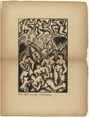 Maria Uhden. Eight Nudes and Rider in Landscape (Acht Akte und Reiter in Landschaft) (plate, p. 119) from the periodical Der Sturm. Wochenschrift f&uuml;r Kultur und K&uuml;nste, vol. 8, no. 8 (Nov 1917). 1917