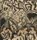 Maria Uhden. Eight Nudes and Rider in Landscape (Acht Akte und Reiter in Landschaft) (plate, p. 119) from the periodical Der Sturm. Wochenschrift f&uuml;r Kultur und K&uuml;nste, vol. 8, no. 8 (Nov 1917). 1917