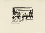 Lyonel Feininger. Wagon Crossing a Bridge (Wagen auf einer Br&uuml;cke) fromTen Woodcuts by Lyonel Feininger. (1918, published 1941)