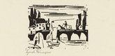 Lyonel Feininger. Wagon Crossing a Bridge (Wagen auf einer Br&uuml;cke) fromTen Woodcuts by Lyonel Feininger. (1918, published 1941)