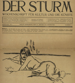 Max Pechstein. The Bed (Das Lager) (in-text plate, title page) from the periodical Der Sturm. Wochenschrift f&uuml;r Kultur und K&uuml;nste, vol. 1, no. 47 (Jan 21, 1911). 1911