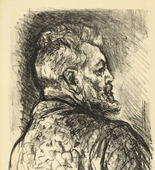 Max Slevogt. Self-Portrait (Selbstbildnis) from the exhibition catalogue Max Slevogt. Gem&auml;lde, Aquarelle, Pastelle, Zeichnungen zu seinem 60. Geburtstage (Max Slevogt. Paintings, Watercolors, Pastels, Drawings on the Occasion of his 60th Birthday). (1928)