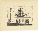 Lyonel Feininger. Three-Master and Eight Men in a Harbor (Dreimaster und acht M&auml;nner im Hafen). (c. 1937)