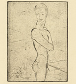 Wilhelm Lehmbruck. Young Man, Half Nude, Turning (J&uuml;nglings-Halbakt, sich umwendend). (1911, printed 1920)