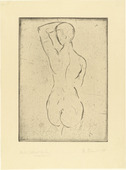 Wilhelm Lehmbruck. Female Nude from the Back, Looking Out (Weiblicher R&uuml;ckenakt, ausschauend). (1911)