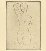 Wilhelm Lehmbruck. Female Nude from the Back, Looking Out (Weiblicher R&uuml;ckenakt, ausschauend). (1911)