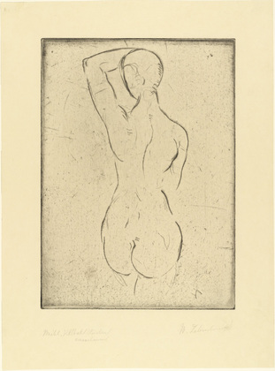 Wilhelm Lehmbruck. Female Nude from the Back, Looking Out (Weiblicher R&uuml;ckenakt, ausschauend). (1911)