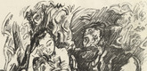 Oskar Kokoschka. The Holy Family. Rest on the Flight to Egypt (Die Heilige Familie. Rast auf der Flucht nach &Auml;gypten) (plate, folio 37 verso) from the periodical Der Bildermann, vol. 1, no. 18 (Dec 1916). 1916