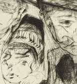 Max Beckmann. Caf&eacute; (Two Old Women in Foreground) (Caf&eacute; [Im Vordergrund zwei alte Frauen]). 1916 (published 1918)