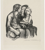 K&auml;the Kollwitz. Two Chatting Women with Two Children (Zwei schwatzende Frauen mit zwei Kindern). (1930)