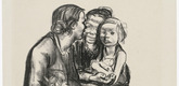 K&auml;the Kollwitz. Two Chatting Women with Two Children (Zwei schwatzende Frauen mit zwei Kindern). (1930)