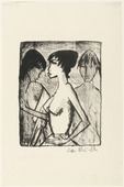 Otto Mueller. Half Nude Girl in Profile (in Front of a Picture) (M&auml;dchen-Halbakt im Profil [vor einem Bild]). (1922)