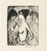Otto Mueller. Half Nude Girl in Profile (in Front of a Picture) (M&auml;dchen-Halbakt im Profil [vor einem Bild]). (1922)