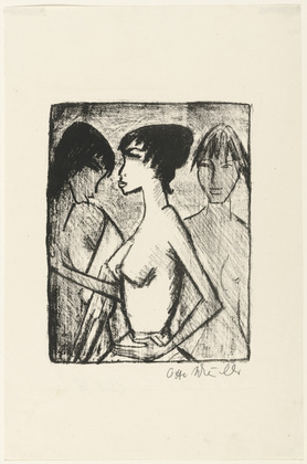 Otto Mueller. Half Nude Girl in Profile (in Front of a Picture) (M&auml;dchen-Halbakt im Profil [vor einem Bild]). (1922)
