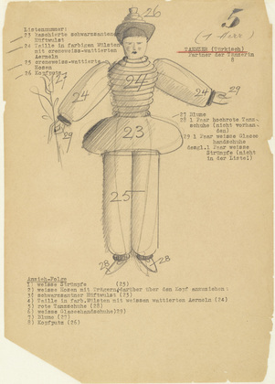 Oskar Schlemmer. Dancer (Turkish): Partner of Dancer 8 (T&auml;nzer [T&uuml;rkisch]: Partner der T&auml;nzerin 8) from Notes and Sketches for the Triadic Ballet (Das triadische Ballett). (c. 1938)