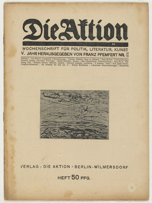Karl Jacob Hirsch. Die Aktion, vol. 5, no. 18/19. May 1, 1915
