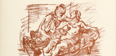 Oskar Kokoschka. The Maiden and the Firebrand (Das Fr&auml;ulein und der Hei&szlig;sporn) (in-text plate, page 38) from Hiob (Job). 1917 (executed 1916/17)