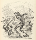 Alfred Kubin. Ice Skating Rink (Eislaufplatz) from Ein neuer Totentanz (A New Dance of Death). 1947 (reproduced drawing executed 1938)