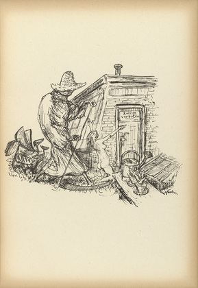 Alfred Kubin. Gardener (G&auml;rtner) from Ein neuer Totentanz (A New Dance of Death). 1947 (reproduced drawing executed 1938)