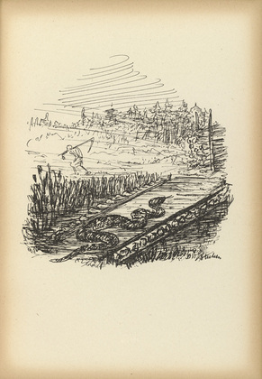 Alfred Kubin. In the Bohemian Forest (Im B&ouml;hmerwald) from Ein neuer Totentanz (A New Dance of Death). 1947 (reproduced drawing executed 1938)