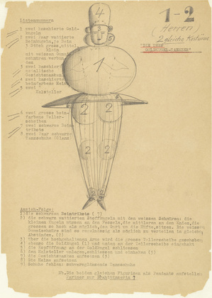 Oskar Schlemmer. Two Gold Ball Dancers (Die zwei Goldkugel-T&auml;nzer) from Notes and Sketches for the Triadic Ballet (Das triadische Ballett). (c. 1938)