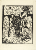 Lyonel Feininger. Promenaders (Spazierg&auml;nger) from the portfolio New European Graphics, 1st Portfolio: Masters of the State Bauhaus, Weimar , 1921 (Neue europ&auml;ische Graphik, 1. Mappe: Meister des Staatlichen Bauhauses in Weimar , 1921). (1918), published 1921