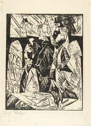 Lyonel Feininger. Promenaders (Spazierg&auml;nger) from the portfolio New European Graphics, 1st Portfolio: Masters of the State Bauhaus, Weimar , 1921 (Neue europ&auml;ische Graphik, 1. Mappe: Meister des Staatlichen Bauhauses in Weimar , 1921). (1918), published 1921