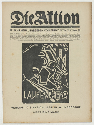 Willi Tegtmeier, Herbert Anger, Erich Gehre, R&uuml;diger Berlit. Die Aktion, vol. 9, no. 29. July 19, 1919